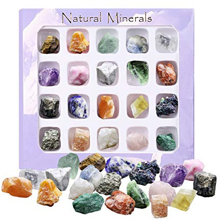 FAMKIT Mineral Rock Vielzahl Fiel Stein Felsen Sammlung 20Pcs Rock Und Mineral Bildung Set Edelsteine- Bär Rock Und Mineral Geologie Bildung Sammlung