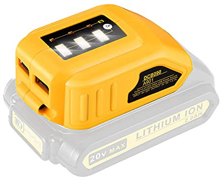 USB Adapter Compatible with Dewalt 10.8V/14.4V/18V Lithium Ion Battery, YEX-BUR Cordless USB Charger Power Source Portable Converter Charging Adapter for USB Mobile Devices