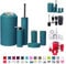 GMMH Lot de 6 Accessoires de Salle de Bain avec Distributeur de Savon et Brosse WC Motif Turquoise