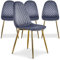 Menzzo Lot de 4 chaises matelassées Norway Velours Argent