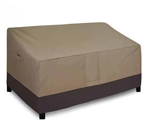 Easy-Going Waterproof Outdoor Couch Cover, Heavy Duty 3-Seater Patio Sofa Cover, Winchdproof Outdoor Furniture Cover with Air Vent （88Wx32.5Dx33H inch,Camel/Dark Brown