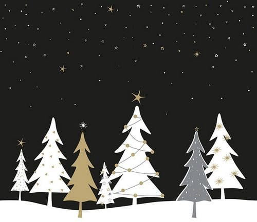 20 Servietten Winterbäume in einer schwarzen Nacht | Wald | Winter | Weihnachten | Tischdeko 33x33cm