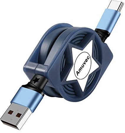 Amuvec Cavo USB Retrattile Cavo USB Tipo C di Ricarica QC3.0 Rapida e Trasmissione per Smartphone Samsung Galaxy S10/ S9/ S8/S7, Huawei P30/ P20/ Mate20, Sony Xperia, OnePlus e Altro