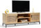 VonHaus Rattan TV Unit - Light Wood Effect TV Stand Cabinet - For TV's up to 60 - Industrial Scandi Style Entertainment Unit with 2 Storage Cupboards & Open Shelves - For Living Room - Lena