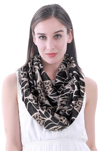 Damen Schlauchschal mit Leopardenmuster, leicht, schwarz, weiß, One size