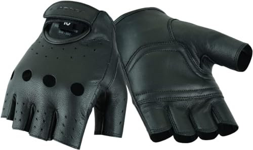 BLACKWILD Fingerlose Handschuhe | Ohne Finger Leder Motorradhandschuhe Herren und Damen| Fingerlos Fahrradhandschuhe,Gym Fitness Handschuhe auch für MTB und Taktische (Schwarz, 2XL)
