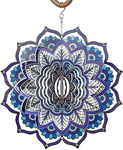 YMXWFC Windspiele 3D-Edelstahl-Metall-Mandala mit geometrischem Muster, Glocken zum Aufhängen, Windglocke, Garten, modisches Ornament-Dekor