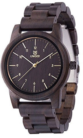 LeeEv Holzuhren Uwood Serie 40mm Unisex Natürliche Handarbeit Holz Uhr mit Geschenkbox & Band verstellbar