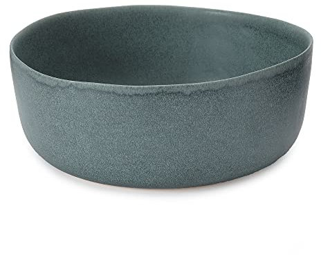 URBANARA Salatschüssel Malhou – 10 x 27 cm, Graugrün, 100% Stein, Steingut – Tafelservice Tafelgeschirr Schüssel Camping Outdoor Essgeschirr Kombiservice Picknickgeschirr Ramen Bowl