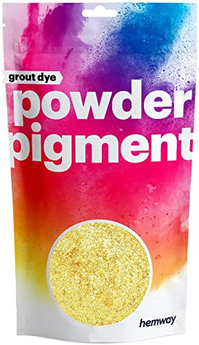 Hemway 50 g / 1.75 oz Metallic Sparkle 24K Gold Premium Grout Powder | Concrete Coloured Dye Pigment | Render Mortar Powdered Brick Toner | Suitable for Bathroom & Kitchen | High Colour Saturation