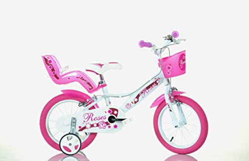 SCH Mädchen Bicycle Roses kinderfahrrad, Weiß, 14