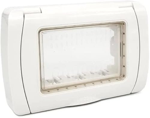 Vidoelettronica® Placca idrobox 3/4 posti compatibile con Matix,Living Light International,Plana IP55 coperchio modulo cassetta 503/504 bianca/nero (3 moduli living)