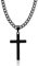 HSWYFCJY Kreuz kette Herren Kreuzkette Schwarz Edelstahl umgekehrtem Anhänger mit Kreuz Halskette für Männer Christliches Kreuz Halskette 24…
