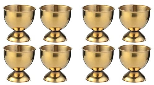 KVSERT 8 x Eierbecher-Set Edelstahl, gekochte Eier und weiche Tablett, Werkzeughalter, Küche, Gold