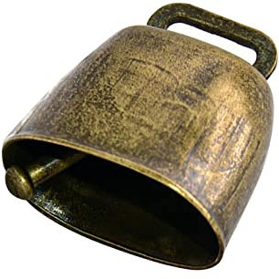predolo Weideglocke im Retro-Stil, Premium-Kuhglocke, die laut kleine laute Glocken ruft, Metall-Kuhglocken für Vieh, Schafe, Kuh, Haustiere, Zubehör, Bronzefarbe