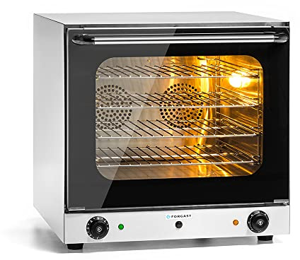 Forgast Horno de Convección | Horno de aire caliente | Perfecto para guisos, sándwiches y pan horneado | Incluye Vaporizador | 4 bastidores | Potencia 2600W | Hasta 300°C | Dimensiones 59,5x60x58cm