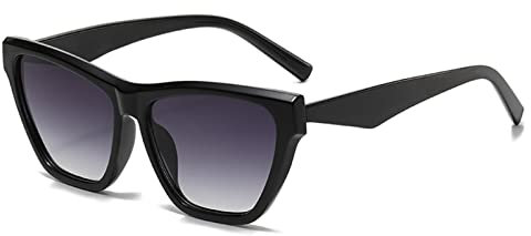 YAMEIZE Sonnenbrille Damen Square Cat Eye- Katzenaugen Trendy Retro Vintage Brille Große Rave Schwarz Sonnenbrille UV400 Schutz Schwarz Grau