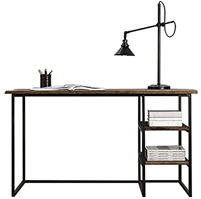 Computer Desk Modern Simple Style PC Desk Home Office Wooden Retro Desk with Storage Shelves Wrought Iron Desktop PC Laptop Desk Workstation Home Office Desks Pc Table (1.0 Meters 0.7 Inches)