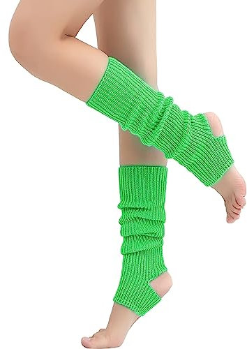 Nanxson Damen Stulpen Gothic Punk Gerippte Gestrickte Beinlinge Harajuku Beinwärmer für Party Sport Freizeitsocken (Grün)