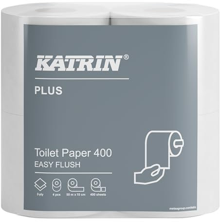 Katrin 82506 Plus Toilet Paper Roll EasyFlush 400 Sheets 2-ply ~ Pack of 20 Rolls