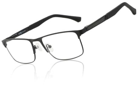 ZENOTTIC Blaulichtfilter Brille, Lesebrille für Herren, quadratisches Metall- und Gummirahmen, Anti Blend Sport Computerbrille