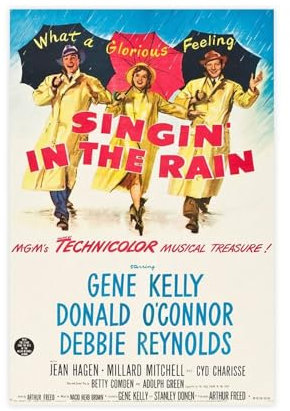 NEDOES Filmposter Singin' in The Rain, Leinwand-Poster, Wandkunst, Dekor, Bild, Gemälde für Wohnzimmer, Schlafzimmer, Dekoration, ungerahmt, 40 x 60 cm