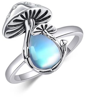 Pilz Ringe für Damen 925 Sterling Silber Mondstein Pilz Muttertag Schmuck Geschenk für Damen