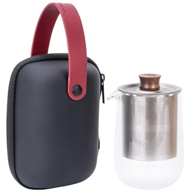 Boundless Voyage Tea Infuser Mug, 250ml Double Wall Glass Tea Cup with Titanium Lid and Filter Coffee Tea Maker for Office and Home Use, Camping Cup Ti3140D