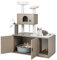 GYMAX Cat Tree with Litter Box Enclosure, All-in-one Cat Tower with Condos, Top Perch, Sisal Posts, Scratching Board, Ramp, Platform & Dangling Balls, Wooden Cat House Furniture (95x55x132cm)