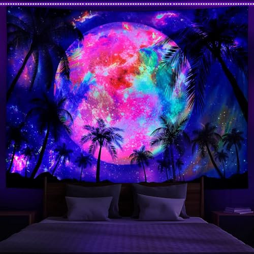 G-LIKE Wandteppich Wandtuch UV-Reaktiv Wandbehang – 3D Digital Bedruckt Farbenreich Dekostoff Dekoration für Wohnzimmer Schlafzimmer Party Urlaub