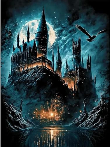 Hjjdiyes Peinture par Numéro pour Adultes - Château de Harry Potte - Grand Kit de Bricolage à l'Huile