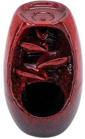 Rückfluss Räucherkegelhalter Wasserfall, Weihrauchbrenner mit Rückflusskegel Satya Nag Champa (Halter in Rot)