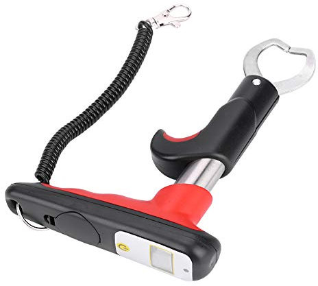 equlup Stainless Steel Fishing Grips, Gun Type Plastic Handle Grippers with LED Digital Scale Fishing Pliers Hook Remover for Outdoor Fly Fishing