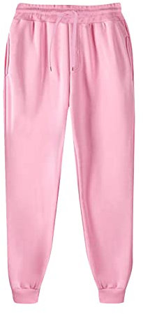 Pantaloni della tuta da uomo casual elasticizzati a vita alta pantaloni da jogging estivi slim fit atletico pantaloni da allenamento con tasche, Rosa, XL