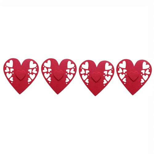 4 Stücke Vlies Besteck Tasche Tasche Valentinstag Herz Gabel Löffel Küche Geschirr Organisatoren Tisch Dekor Tisch Abdeckung