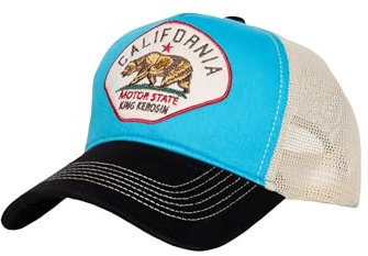 King Kerosin Herren Cap Trucker Cap Mesh Cap Biker California Blockfarben Stickerei Retro Vintage Motor State Snapback Los Angeles Kappe Kalifor California