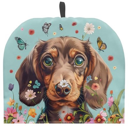 TOADDMOS Beagle Dog Butterfly Teapot Cosy for Home Kitchen Decoration Polyester Fabric Lightweight Tea Pot Dust Cover Kettle Coffee Pot Cover Protector