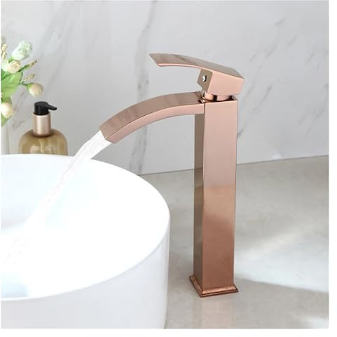 Bathroom Basin Faucets Rose Gold Tap Hot & Cold Mixer Single Handle Deck Mounted Lavatory Crane Water Tap,Basin Faucet