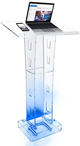 BJTDLLX Pupitre de conférencier en acrylique - Podium transparent - Podium avec lumières - Église - Char - Installation au sol - Lucite - Pour écoles