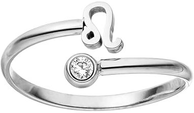 Purelei® Sternzeichen Ring Löwe (Silber) – Wasserfester Damenring aus langlebigem Edelstahl – Verstellbare Ringe von Größe 60 bis 66 – Modeschmuck für deinen individuellen Look