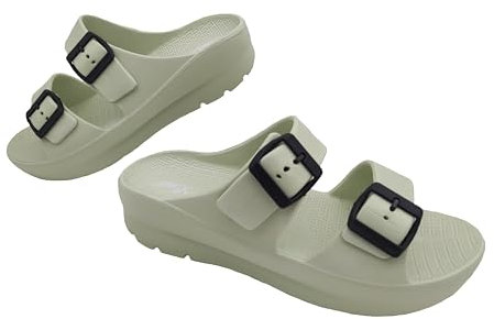 Amix Modello Copacabana Ciabatte Donna Estive in Gomma, Sandali Doppia Fascia con Zeppa per Mare, Spiaggia, Piscina (Menta, Sistema Taglie Calzature EU, Adulto, Donna, Numero, Media, 38)