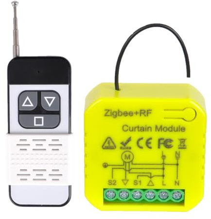 Anvek Interrupteur volets roulants Zigbee RF, contrôle radio pour volets, module récepteur, télécommande 433 MHz, minuterie pour volets roulants et rideaux, compatible avec Alexa et Google Home (1)