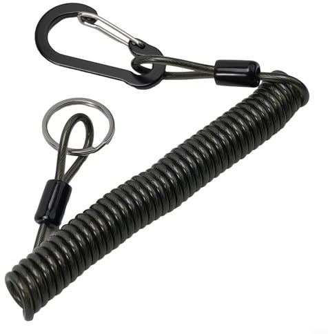 Fishing Coiled Lanyard Stainless Steel + Plastic Heavy Duty Fishing Safety Rope Wire for Outdoor Fishing Tools(2M)