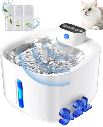 Trinkbrunnen für Katze Kabellos, 3.2L Wasserbrunnen für Katzen mit Bewegungsmelder, 4000mAh Batteriebetrieben Katzentrinkbrunnen, Leise Wasserpumpe, Tablett aus Edelstahl, Trinkbrunnen für Katzen
