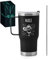 Maverton Mug Isotherme Noir 600 ml en Acier Inoxydable avec Brosse de Nettoyage - Gobelet avec Paille et Couvercle gravé - Cadeau Anniversaire Femme - Idee Cadeau Femme fee