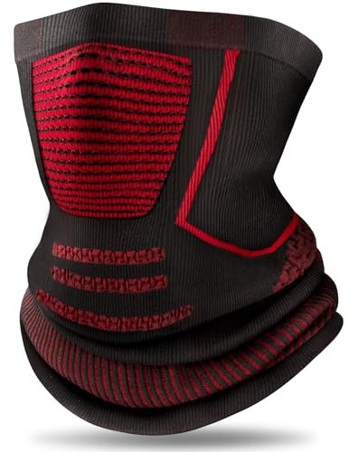 NEWIROVE Cache Cou Moto Tour De Cou Balaclava Homme Femme Écharpe Hiver Respirant Cache Nez Brise-Vent Cagoule Pour Ski Randonnée Cyclisme, Rouge