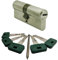 70mm Euro Cylinder Lock Door Barrel Lock Made of Solid Brass, Chrome Matt Finish Security Cylinders with Five Keys (30mm/40mm)