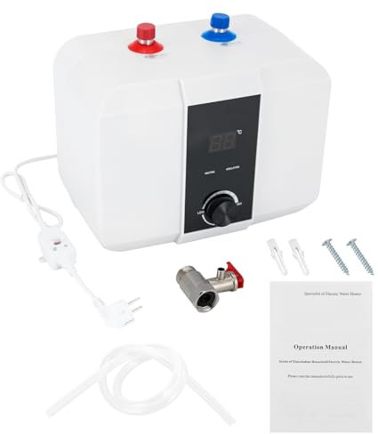 Mini scaldabagno elettrico elettrico da 6 l, scaldabagno elettrico con schermo digitale senza serbatoio, scaldabagno istantaneo per bagno, cucina, mini scaldabagno 1500 W