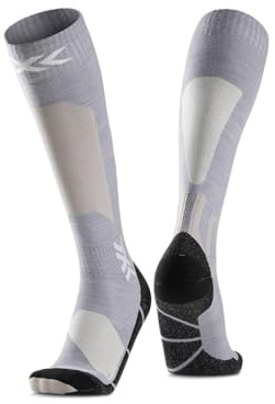 X-Socks Ski Discover Merino OTC – Merinowolle-Skisocken für Komfort & Wärme – O-Ring-Bandage für sicheren Halt & Unterstützung – Perfekt für Ski & Wintersport - Seal Grau/Hell Sand, 45-47