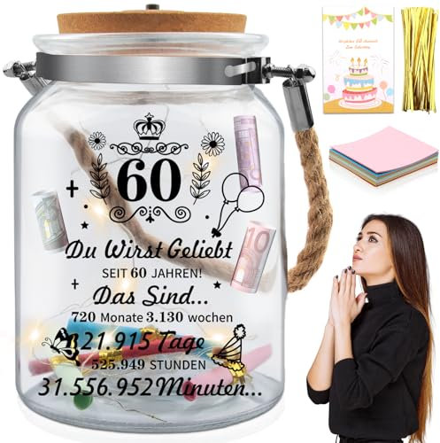 LED Bottle Light with Sayings, 60th Birthday Gift for Women and Men, 60th Birthday Gift Night Light Gifts Decoration, Gift Ideas for Birthday Table Decoration, LED Lighting Illuminated Decorative